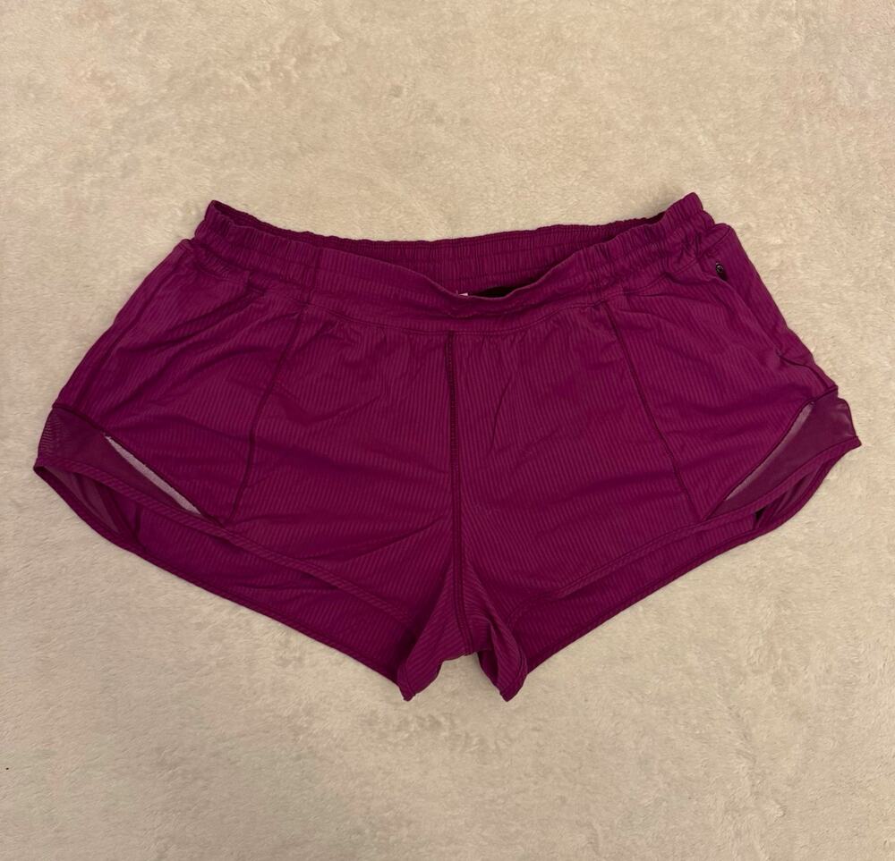 lululemon Women's Purple Ribbed Lined Solid Athletic Activewear Shorts Size 10